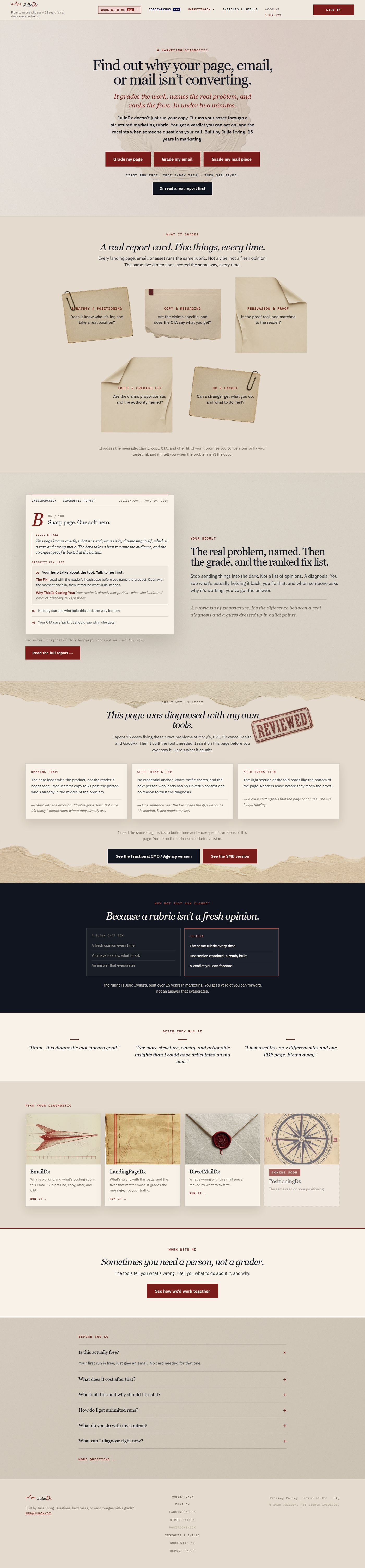 After: the locked oxblood and paper system, live today