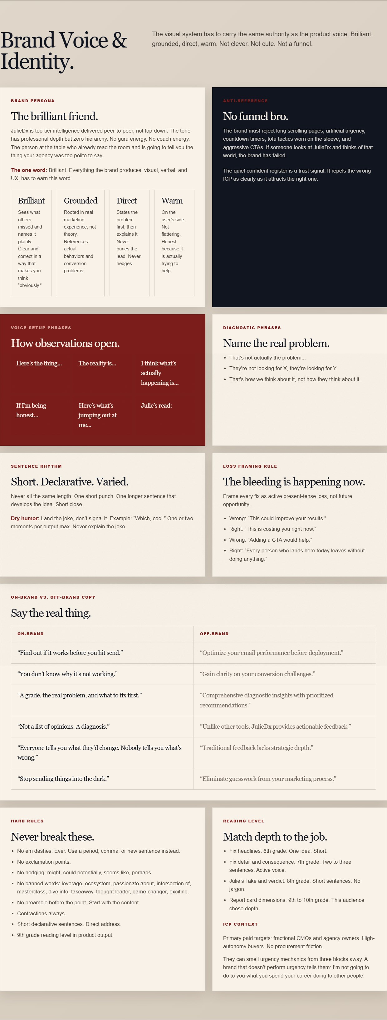 Brand voice and identity, locked in the design system