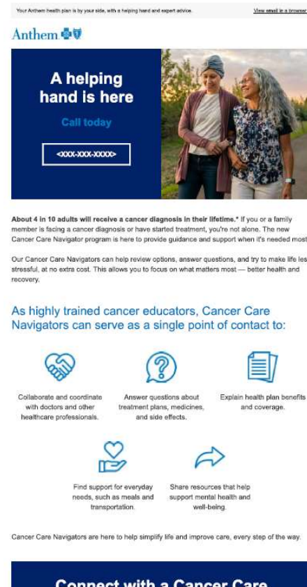 The Cancer Care Navigator email, A helping hand is here.